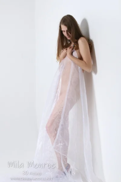 Erotic Portrait of Mila Monroe in Sheer Veil Photo Cover